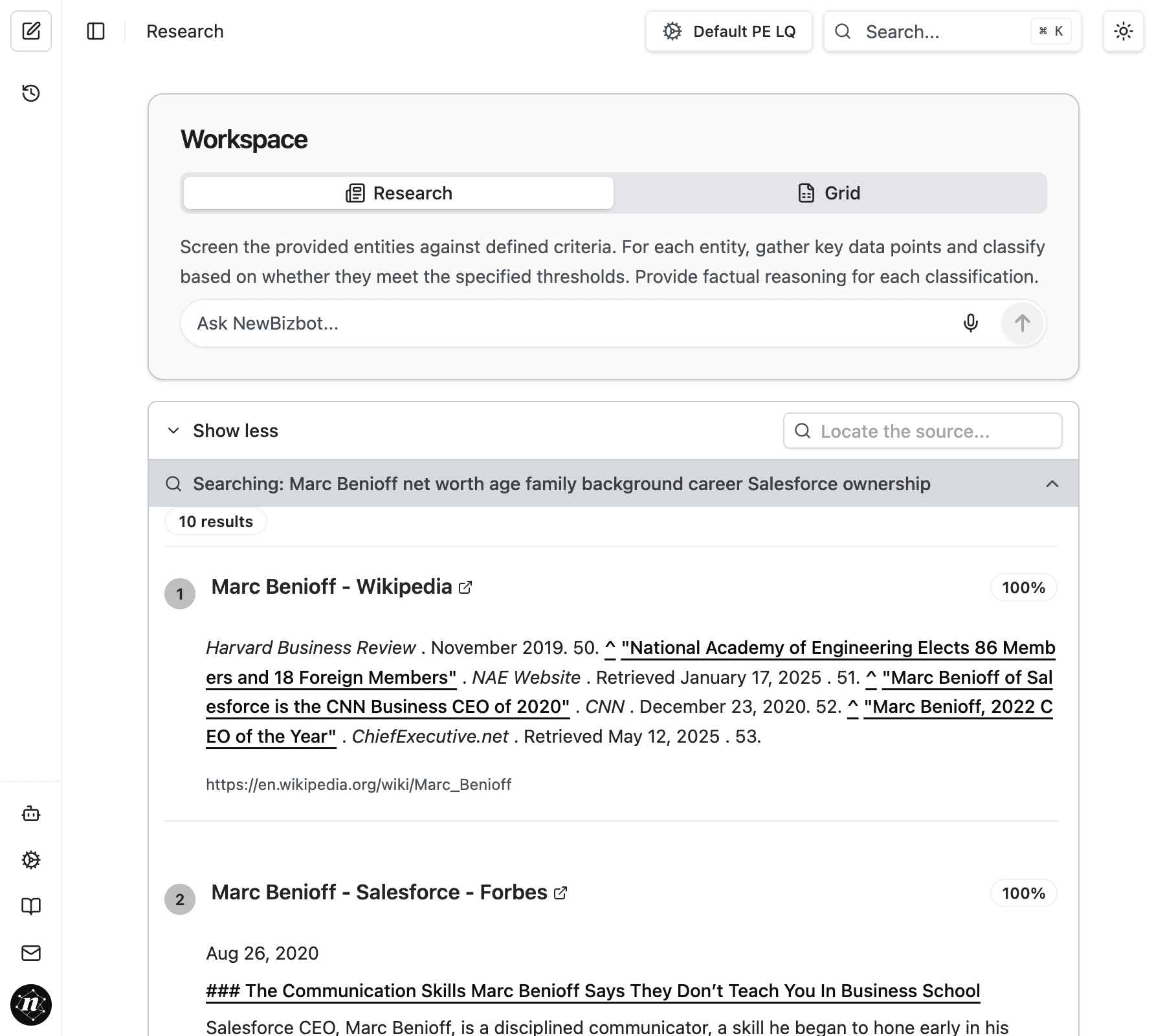 Expanded search process showing multiple parallel search queries