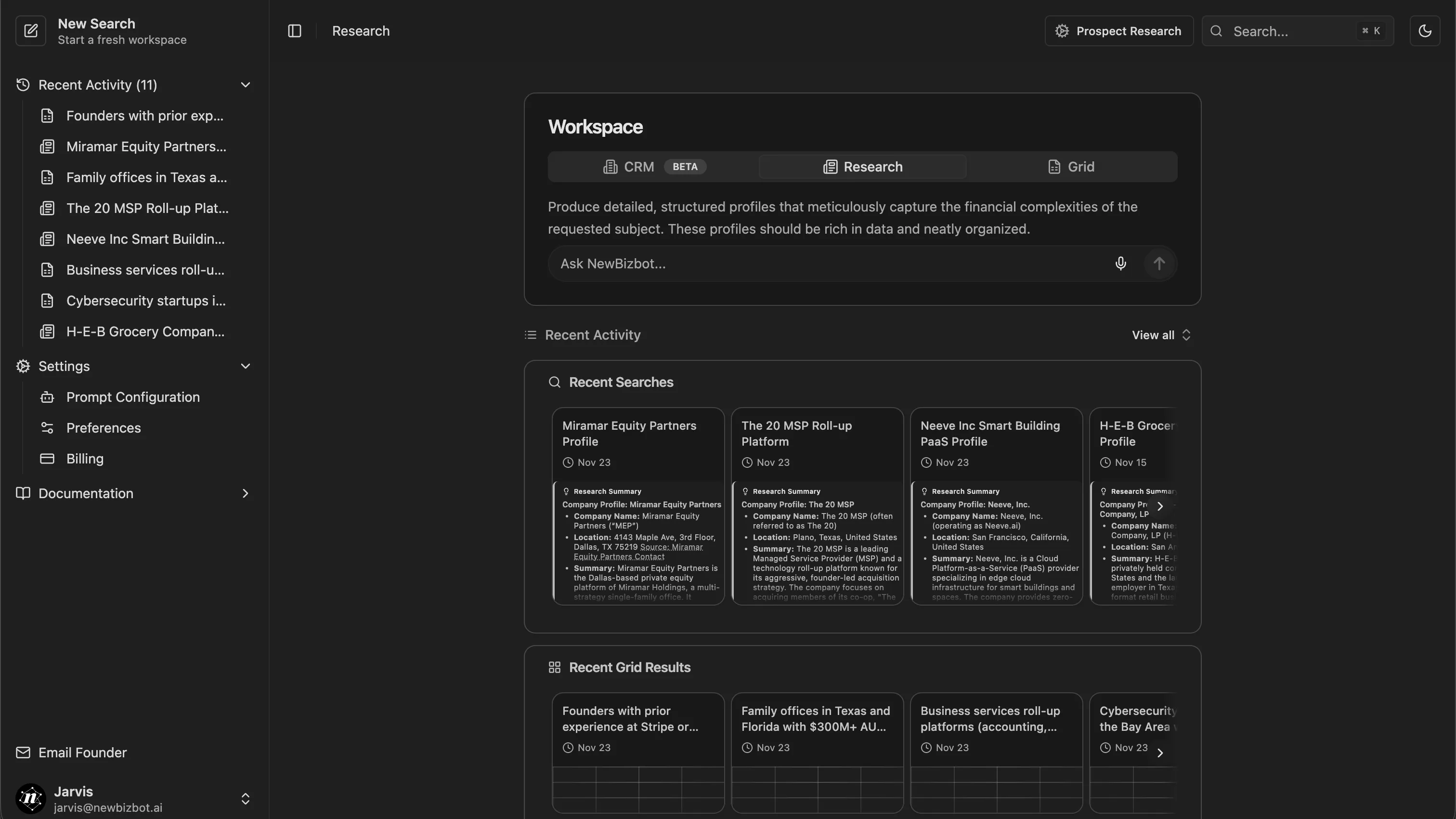NewBizBot demo: research, qualify, decide